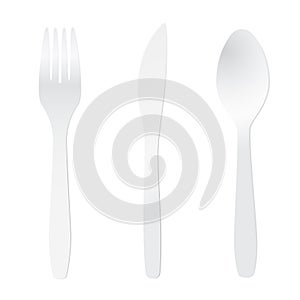 White plastic cutlery