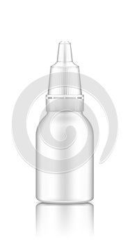 White plastic drop bottle with cap mockup isolated from background