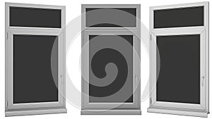 White plastic euro window on isolated background, alpha channel, png
