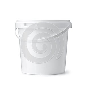 White plastic food bucket