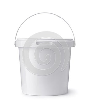 White plastic food bucket