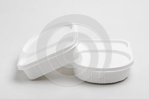 White plastic food container. isolated over white background
