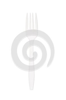 White plastic fork isolated on white