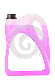 White plastic gallon with lilac liquid