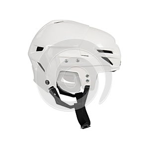 White plastic hockey helmet isolated on white