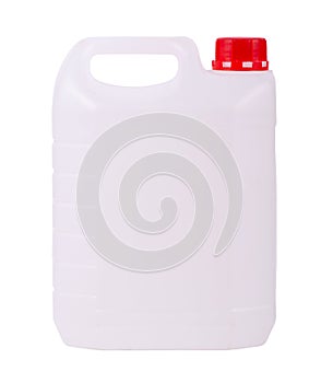 White plastic jerry can isolated on a white background