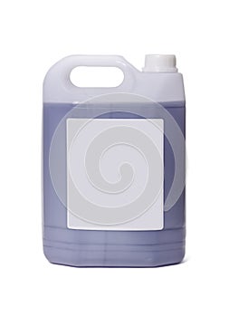 White plastic jerrycan on white background