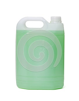 White plastic jerrycan on white background