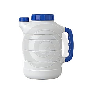 White Plastic Jug with Blue Handle and Cap for Liquid Storage