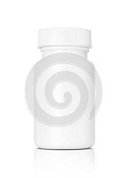 White plastic medicine bottle isolated on white background