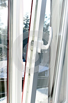 White plastic opened window