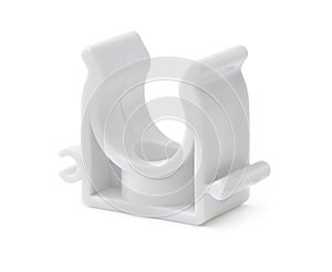 White plastic pipe clip holder