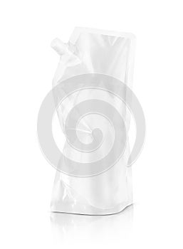 White plastic pouch for product refill design isolated on white background