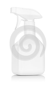 White plastic spray bottle isolated on white background