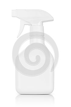 White plastic spray bottle isolated on white background