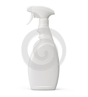White plastic spray bottle isolated on white background