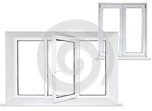 White plastic triple door window with double door in chain