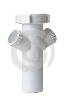 White plastic water pipe splitter
