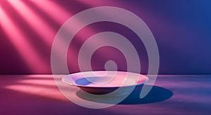 Empty Plate in Dramatic Neon Lighting