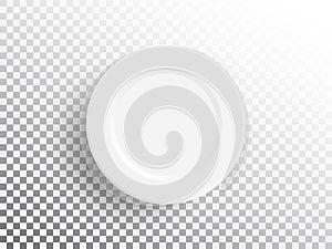 White plate isolated on transparent background. Realistic empty plate. Empty dish for food. Restaurant object template