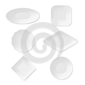 White plate set for kitchen meal, food utensil