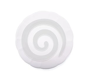 White plate ,Top view on white background
