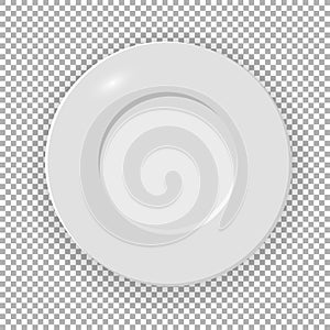 White plate. on a transparent background. Utensils for eating. Vector