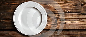 White Plate on Wooden Table