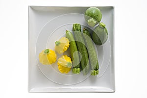 White plate with zucchini