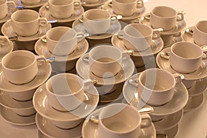 White plates and stemware glass