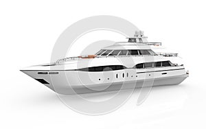 White Pleasure Yacht Isolated on White Background