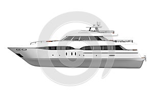 White Pleasure Yacht Isolated on White Background