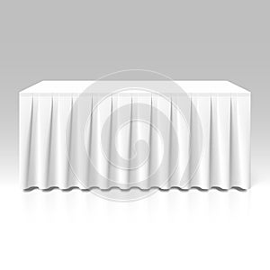 White pleated table-skirting
