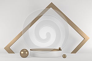 White podium show cosmetic product geometric. 3D rendering