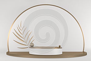 White podium show cosmetic product geometric. 3D rendering