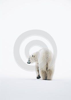 White Polar Bear. Minimalistic Elegance of Arctic Majesty. Generative AI