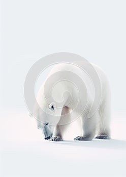 White Polar Bear. Minimalistic Elegance of Arctic Majesty. Generative AI