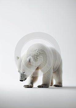 White Polar Bear. Minimalistic Elegance of Arctic Majesty. Generative AI