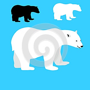 White polar bear silhouette set