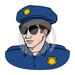 White policeman illustration on white background