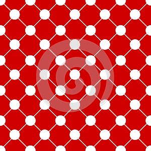 White Polka dot Chess Board Red Christmas Background.