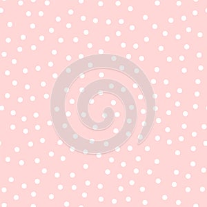 White polka dots seamless pattern on pink.