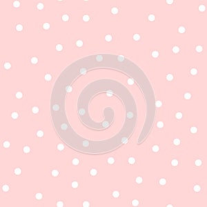 White polka dots seamless pattern on pink.