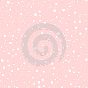 White polka dots seamless pattern on pink.