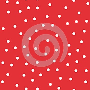 White polka dots seamless pattern on red.