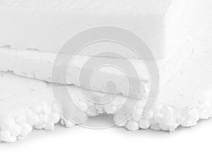 White Polyethylene Foam Slab on white background