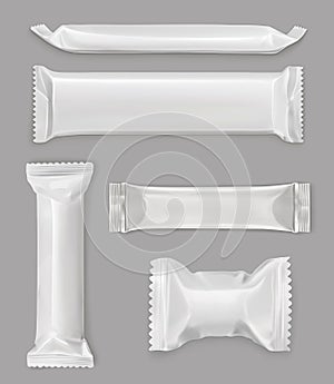 White polyethylene package, chocolate bar photo