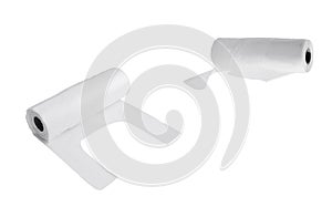 White polyethylene trash bag roll isolated on white background