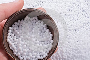 White polystyrene foam balls as background