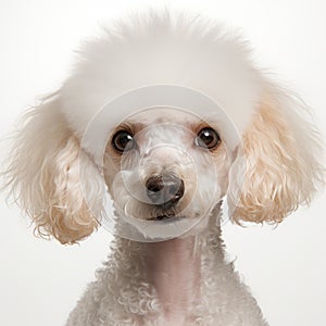 White Poodle Portrait With Softbox Lighting